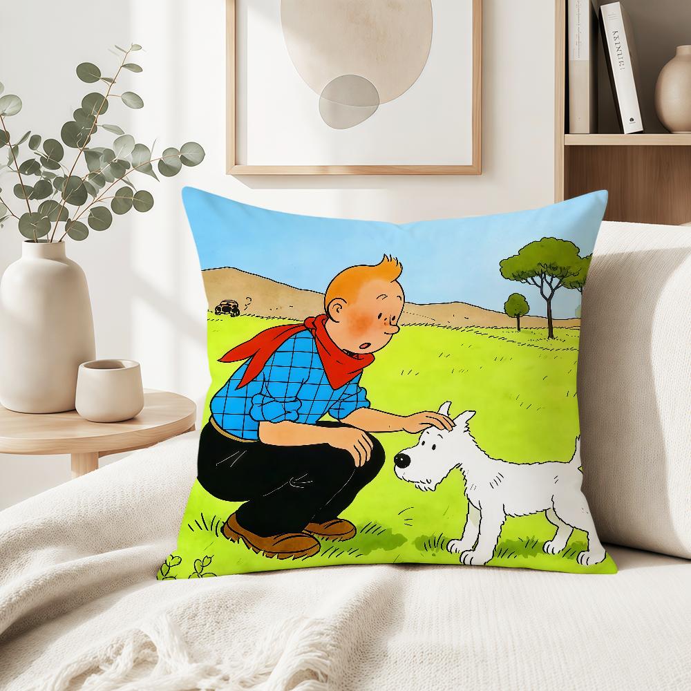 art dog comic soft pillowcase cute t-t-T-Tin-tinES-S-S fun Sofa Home S-S-SnowyS Living Room Decor bed hogar pillowcover gift
