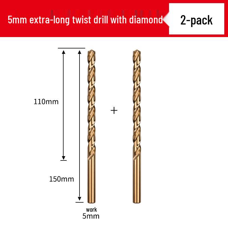 Cobalt Extra-Long High-Strength Alloy Twist Drill Bit for Stainless Steel and Woodworking