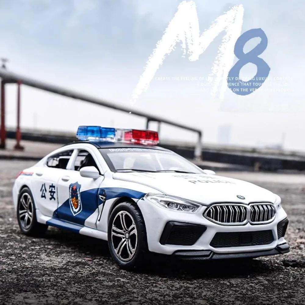 Scale 1:32 M8 Police Car Model Toy Metal Diecast Pull Back 110 Simulation Vehicle Models Doors Opened Boys Collection Gifts