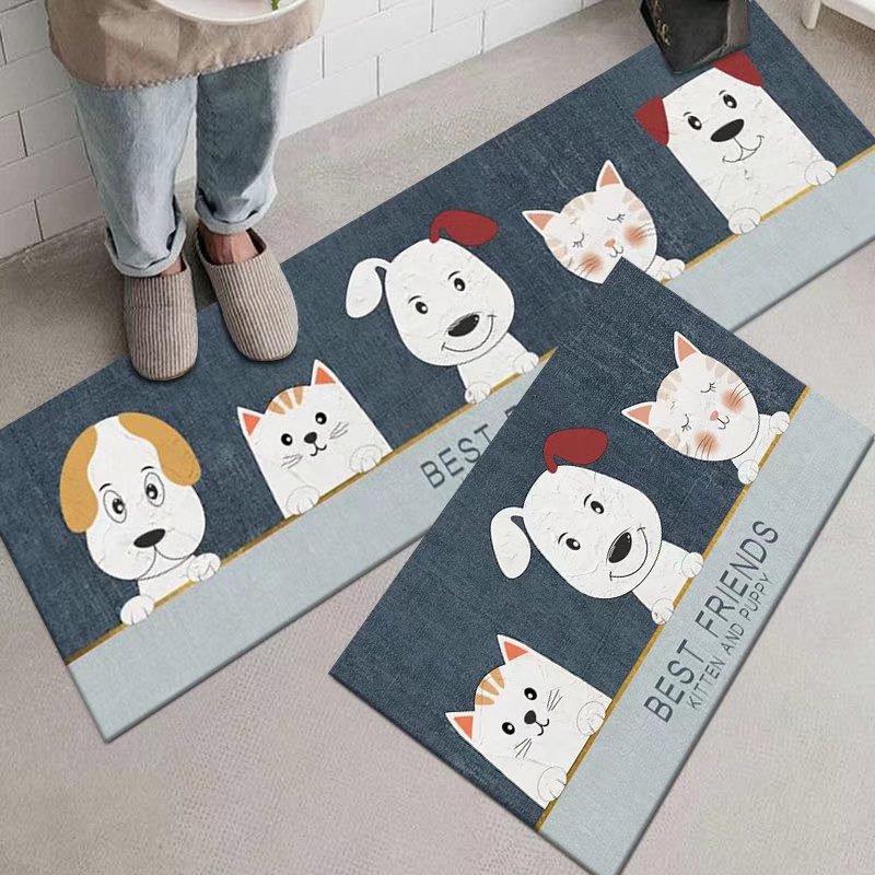 Cute Animal Kitchen Floor Mat - Absorbent & Anti-Slip Long Carpet for Home Entrance