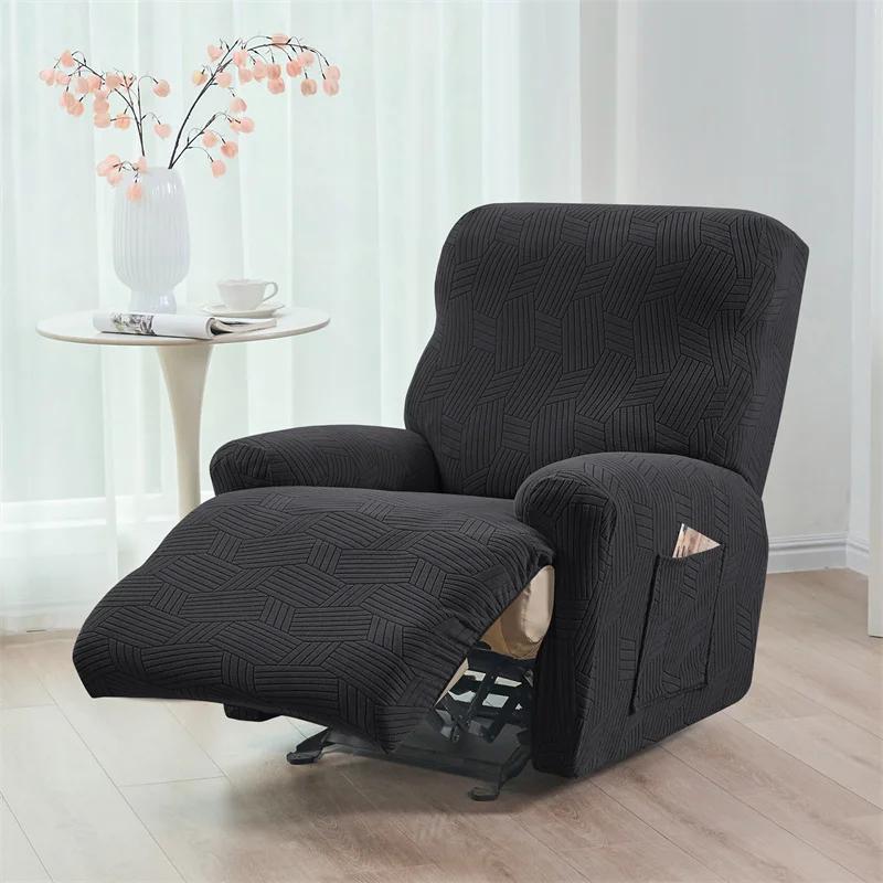 1 Seater Split Recliner Sofa Covers Jacquard Stretch Armchair Cover Relax Single Lounge Sofa Slipcover for Living Room Home