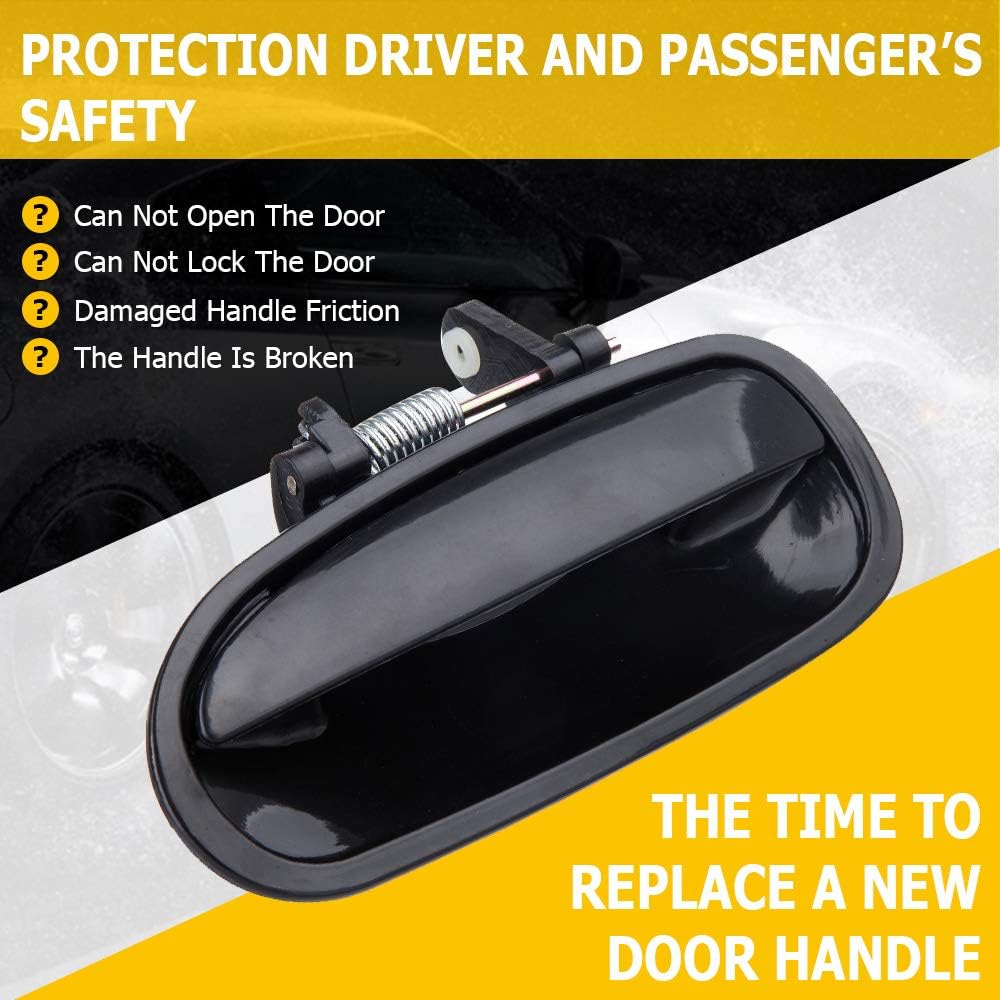OCPTY Door Handle Exterior Rear Driver Left Side Replacement fit 1996-2000 for Honda Civic Outside Door Handle Black