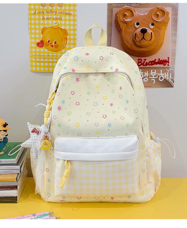 Schoolbag Light-tone Ice Blue Colored Stars Full-paved Backpack Milk Waxy Feeling Summer Refreshing Student Party Shop Photo Backpack
