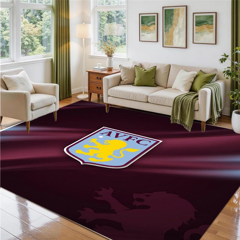 Aston Villa Football Design Crystal Velvet Rug Soft Decorative Mat for Bedroom Entrance