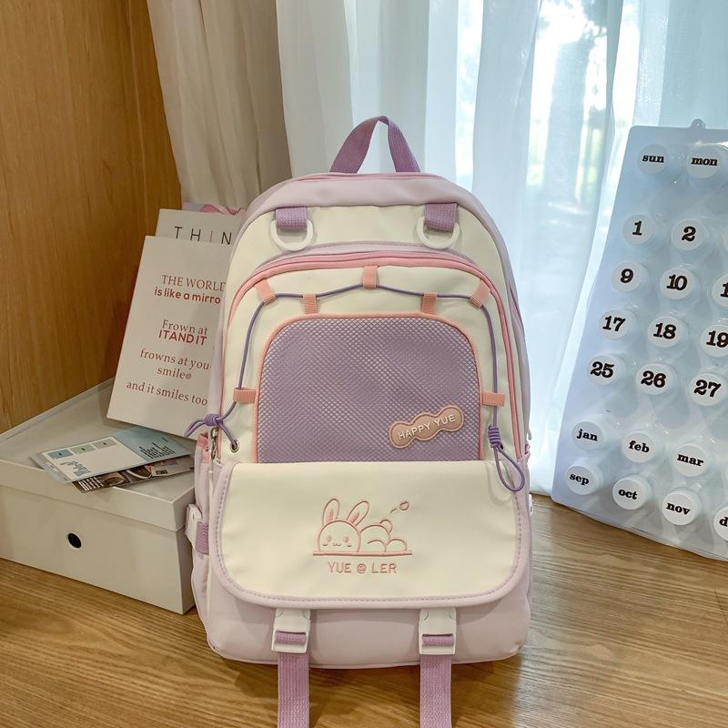 Japanese Macaron Backpack New Schoolbag Contrast Color Large Capacity Backpack for Junior High School Students