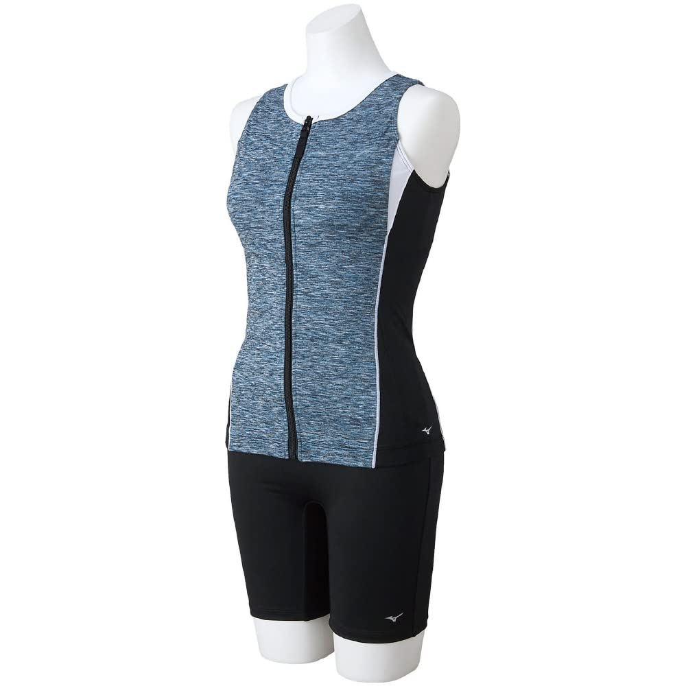 MIZUNO Zippered Sleeveless Swimsuit for Gym Black and Size Size 90 Women's Use, White, M, N2JGA341,