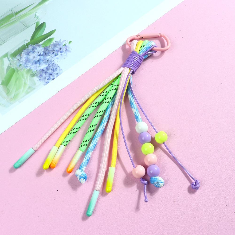 

Fashion Y2K Braided Rope Keychain Colorful Creative Long Tassel Bag Charms Handmade Bag Pendant Keychain Bag Accessories розовый
