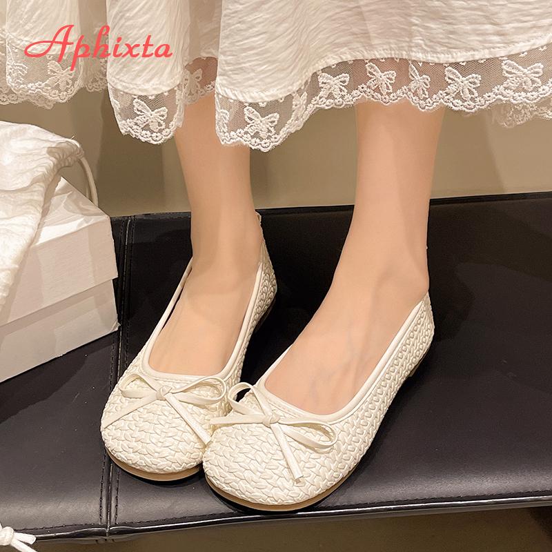 Aphixta Flat with Women Loafers Weave Design Flats Slip On  Casual Shoes for Woman Comfortable Footwear Ladies Shoes