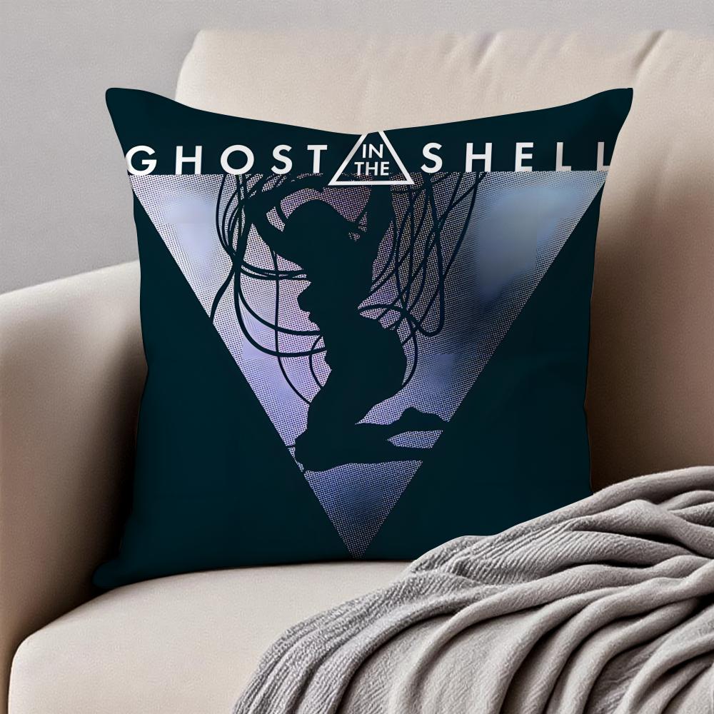 Classic Japanese Anime GGhost In The Shell Cushion Cover Pillowcase Antidustmite Invisible Zipper Short Plush Sofa Cushion