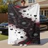 1pc Black Flowers Outdoor Flannel Blanket Soft Warm All-Season Throw for Sofa Bed Car Camping Office, Cozy Gift Idea1201S