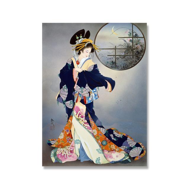 

Японский Харуйо Морита винтажный постер цветы гейша настенный художественный декор печать на холсте современная гостиная проход картины без рамки 21cm×30cm NoFrame