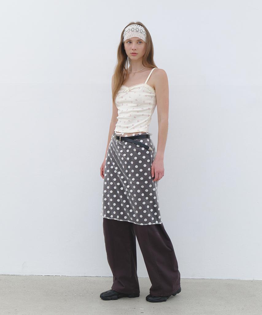 Cluny Dot Patten Wrap Skirt - White