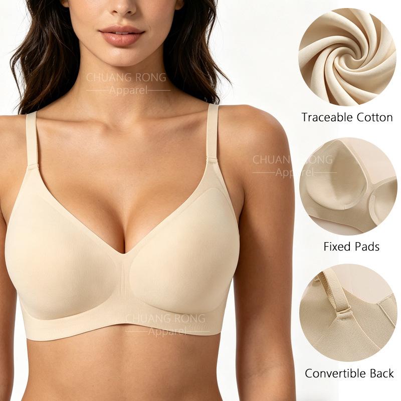 High-quality Australian traceability cotton jelly glue bra, beautiful back, big chest, small steel ring-free breathable and seamless underwear