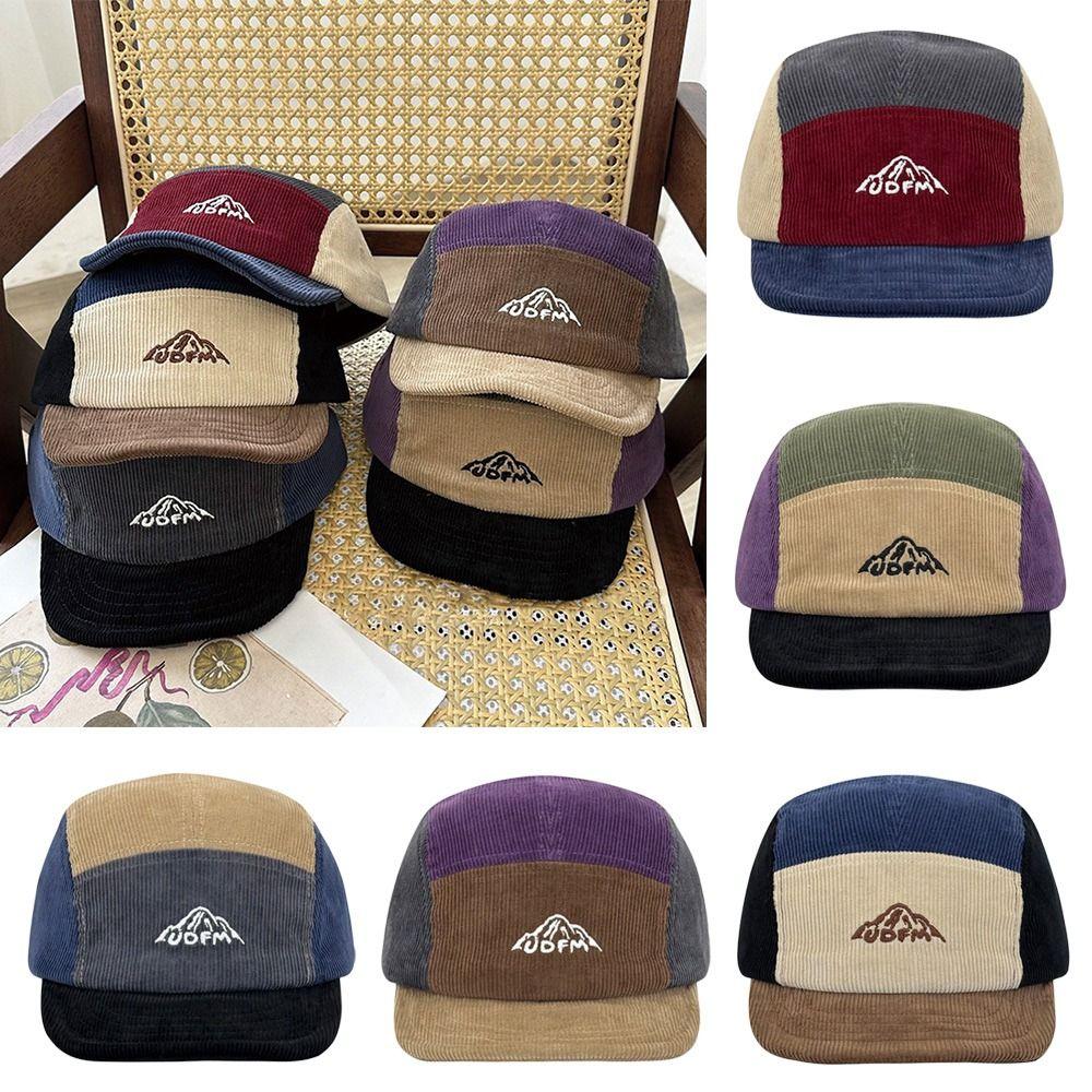 Vintage Short Brim Baseball Cap Casual Trucker Cap Winter Snapback Hat  for Men Women