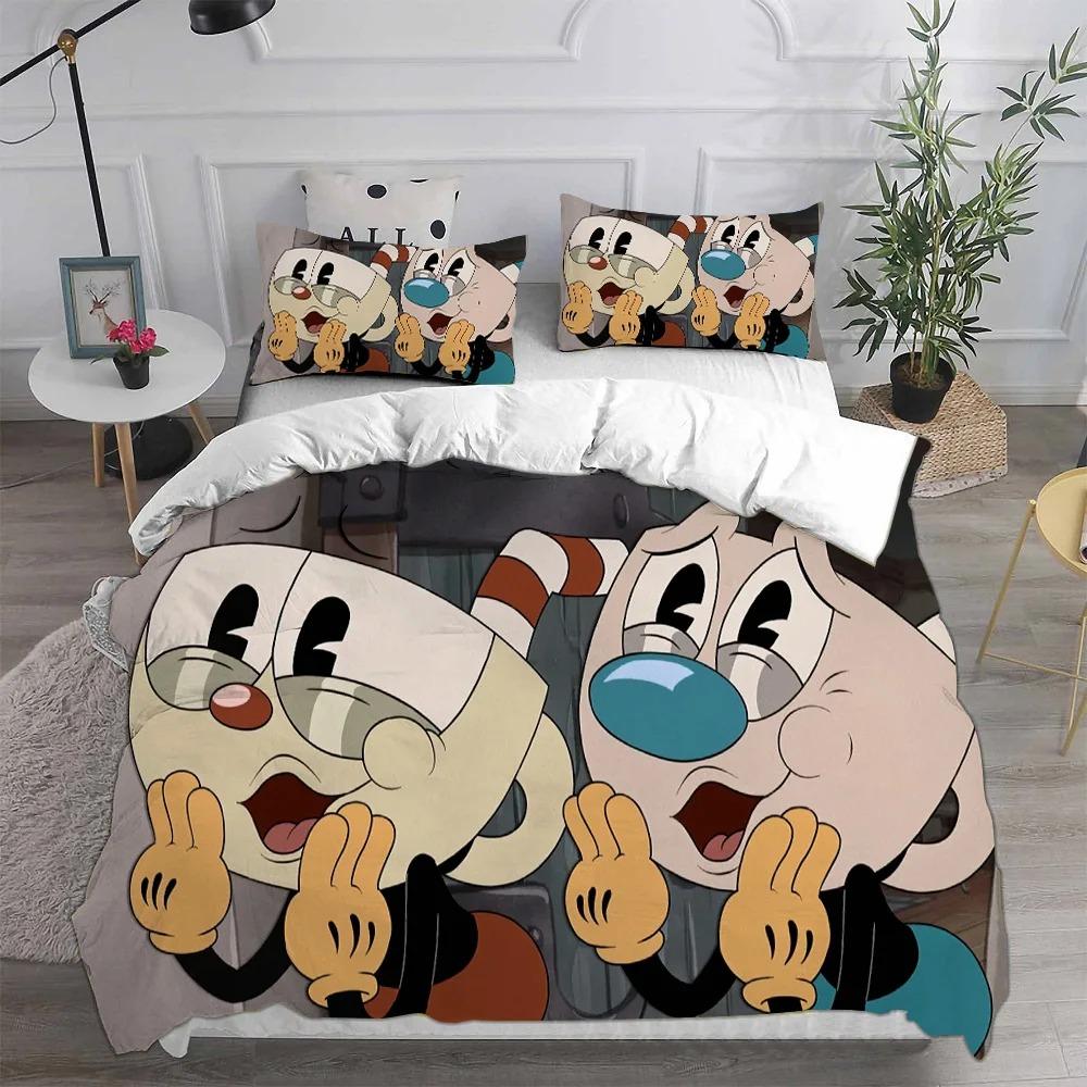 Cartoon Cuphead Duvet Cover Pillowcase Bedding Set Boy Girl Children adults Bedroom Decoration Children Gift Single Double Size
