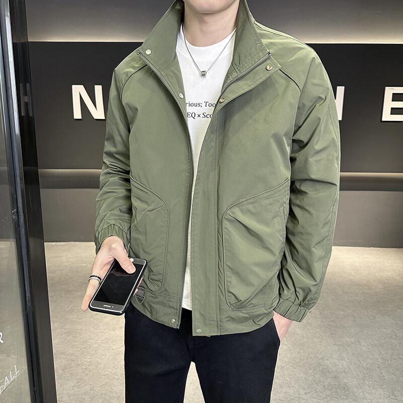 Men'S Jacket Spring And Autumn New Stand-Up Collar Jacket Tooling Top Trendy High-End Flight Jacket