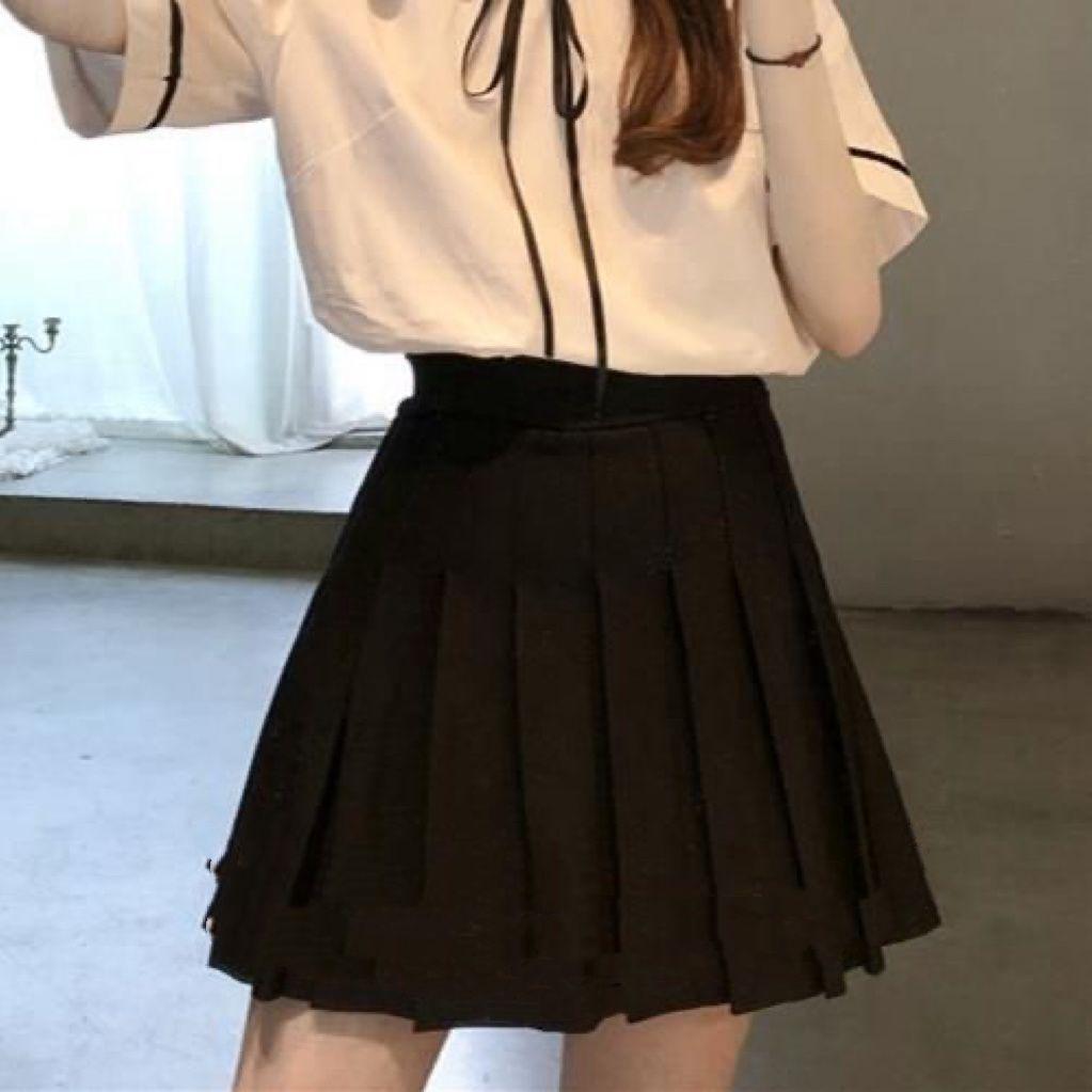 

Navy Short-Sleeved Top & Pleated Skirt Set - French School Uniform Style S