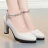 Chunky High Heels, Comfortable Model Runway Shoes, Work Shoes, Black Soft-soled Comfortable Strappy Shoes