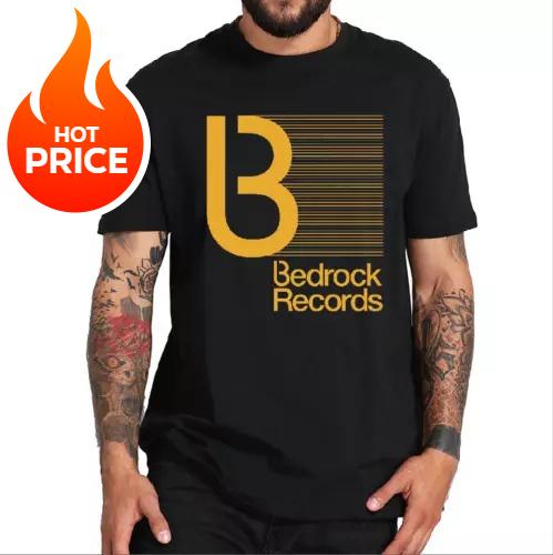 Léto Nové Pánské Bedrock Records Progressive House Hudební Vinyly Pánská Trička Vintage Móda Unisex Topy s Krátkým Rukávem