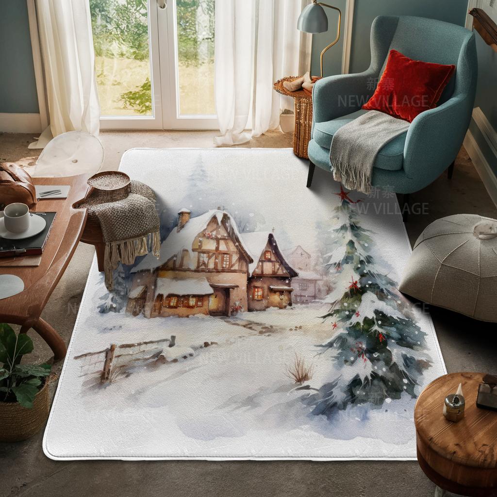 House Entrance Carpet Home Door Mat Living Room Bath Foot Bathroom Non-slip Water Absorption Rugs Bath Merry Christmas Winter