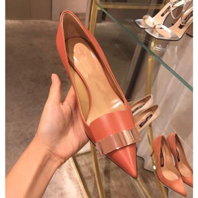 Chaussures de luxe de style étoile 2024 pour femmes, escarpins orange, chaussures à talons hauts, chaussures de fête sexy à bout pointu, chaussures de mariage, petite taille 31 32 33-43