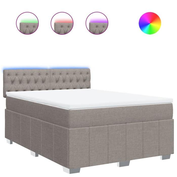 VidaXL Slatted Bed Base with Mattress Taupe 160x200 Cm Fabric 3289430