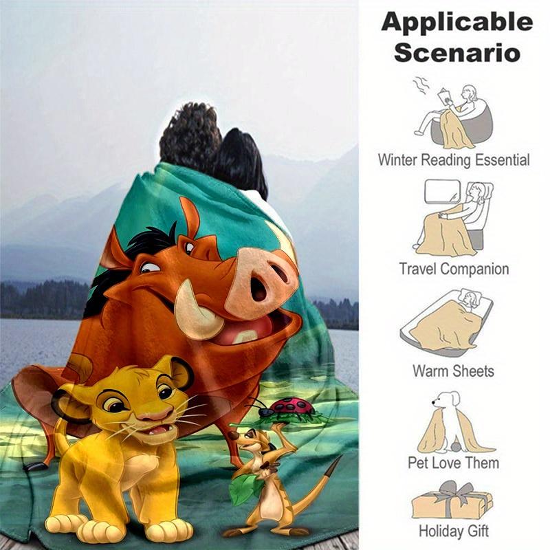 1pc. Cartoon Lion King Simba Pumbaa Timon Blanket, Home Decor Gift for All Seasons, Throw Blanket for Couch, Bed, or Car,Soft Flannel Throw