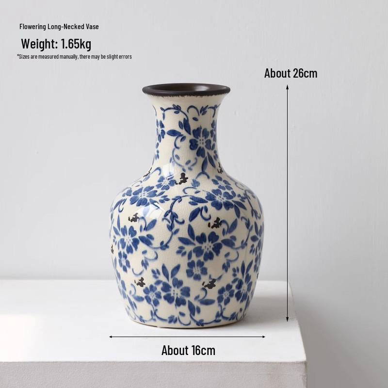 Chinese Blue and White Porcelain Ceramic Vase for Home Decor