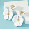 Big Flower Drop Earrings for Women Exaggerated Double Floral Dangle Earrings Statement Charm Jewelry for Wedding Party
