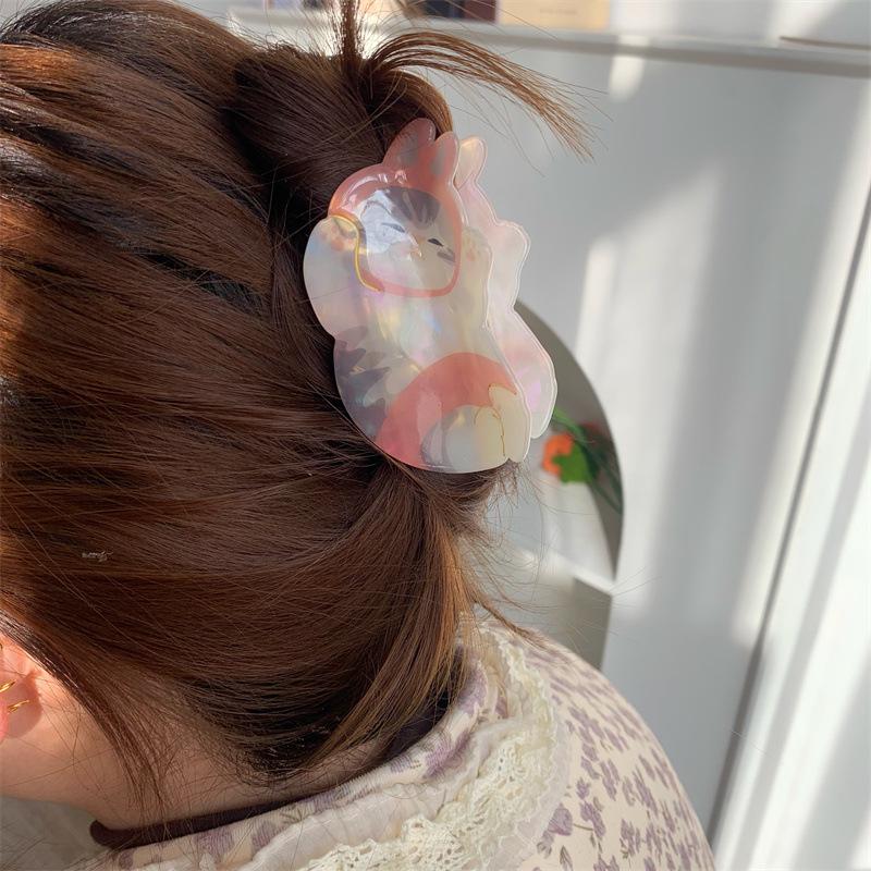 Exquisite Japanese Girlish Style Cartoon Cat Acetate Hair Shark Clip