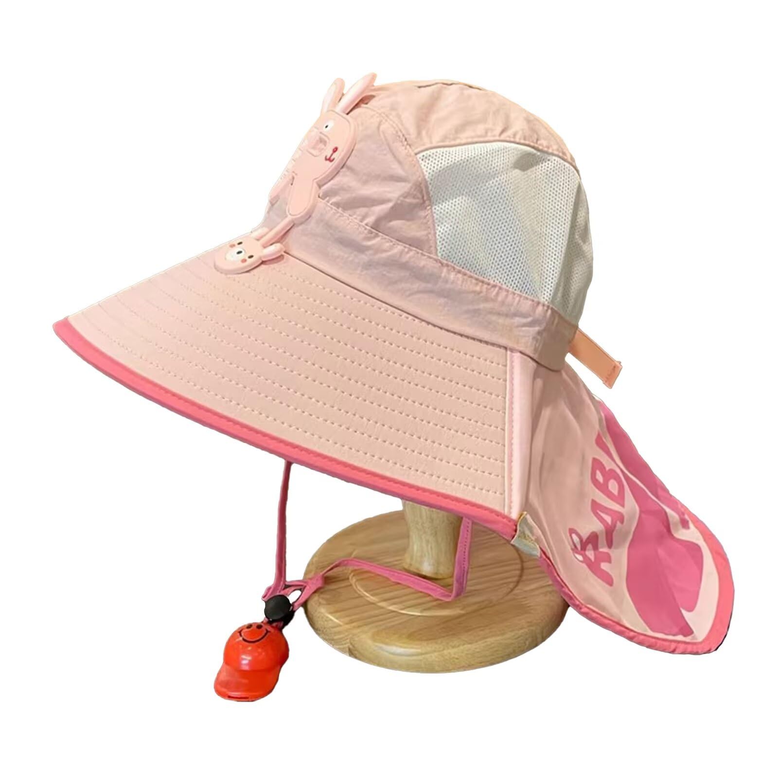 

Детская летняя кепка с клапаном UPF, сетчатая, быстросохнущая, дышащая, влагоотводящая, с подбородочным шнурком, широкополая шляпа от солнца, регулируемая, мягкая, с защитой от УФ-лучей, шляпа для малышей в стиле сафари розовый