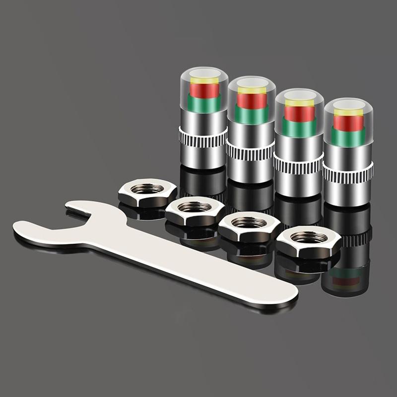 4pcs Car Tire Pressure Indicator Tire Pressure Gauge Indicator Alert Monitoring Valve Cap Sensor External Valve Detection·