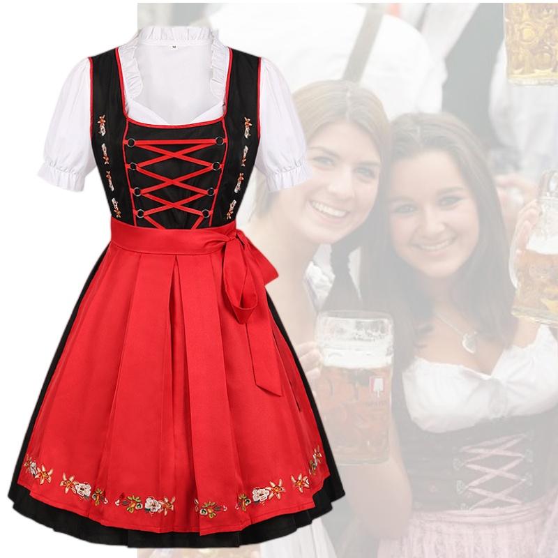 Costume Lady Oktoberfest Bavarian Beer Maid German Fancy Party Prop Dirndl Dress