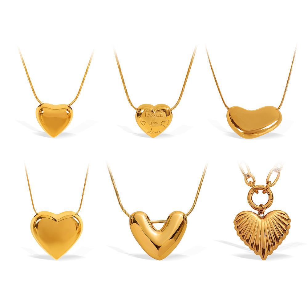 Cold Wind Gold Love Pendant Necklace Clavicle Chain Stainless Steel Gold Plated Personality Versatile Jewelry Women