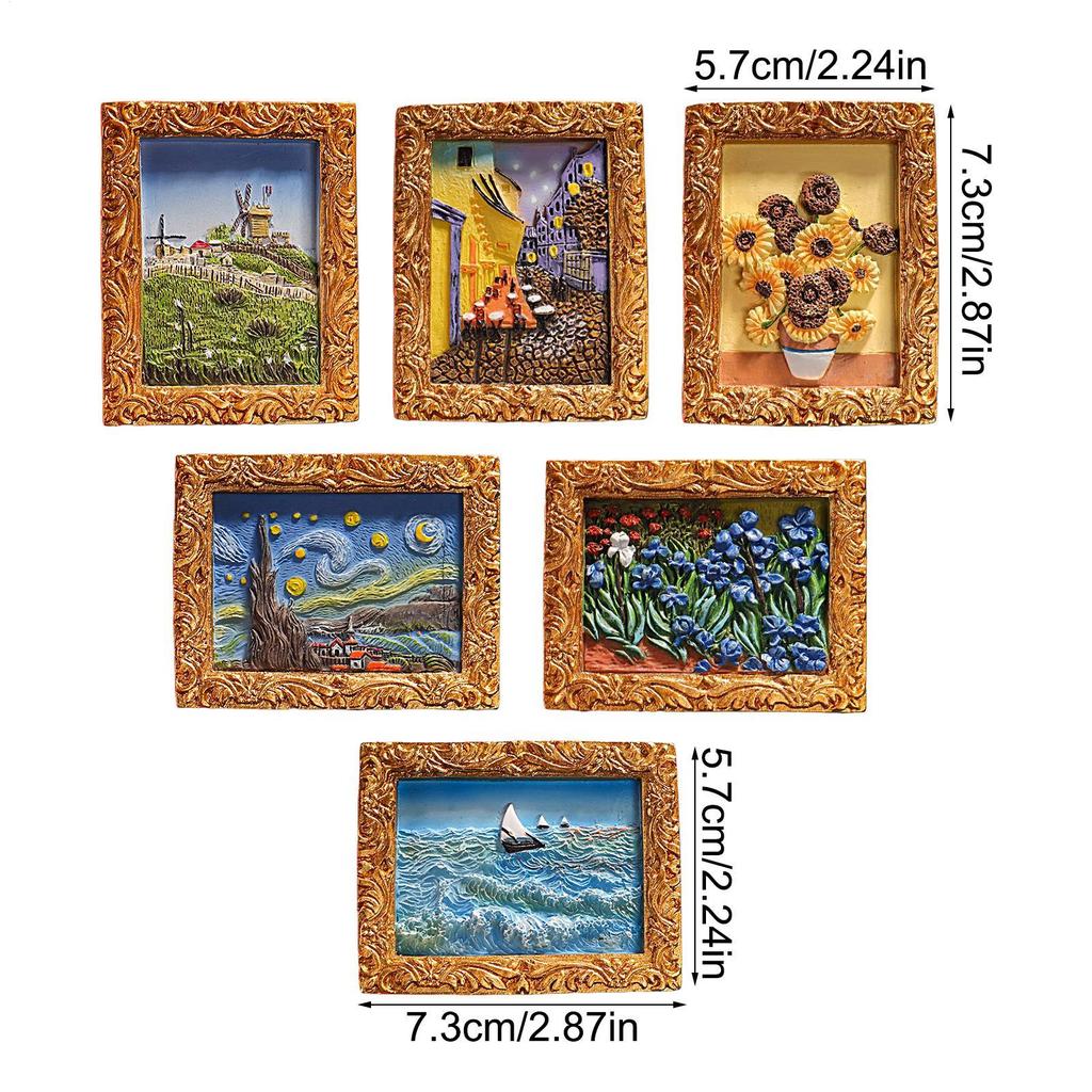 Fridge Magnets 6 Pieces Whiteboard Magnets Painting Artwork Resin Magnetic Decoration for Photo Clipboard Cabinet Home School