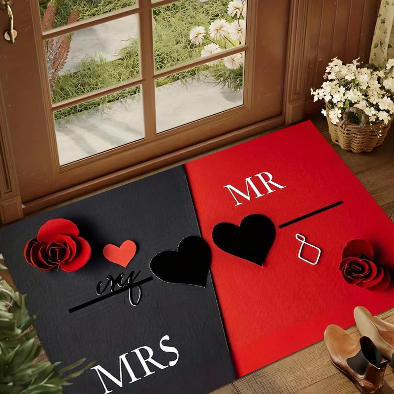 

New Arrival Romantic MR & MRS Couple Floor Mat Soft Durable Non-Slip Rug for Home Entrance Living Room Bedroom 40x60cm