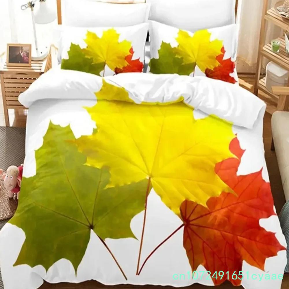 Maple Leaf Queen Bedding Set Duvet Cover Set Kids Bedding Digital Printing Bed Linen King Size Duvet Cover