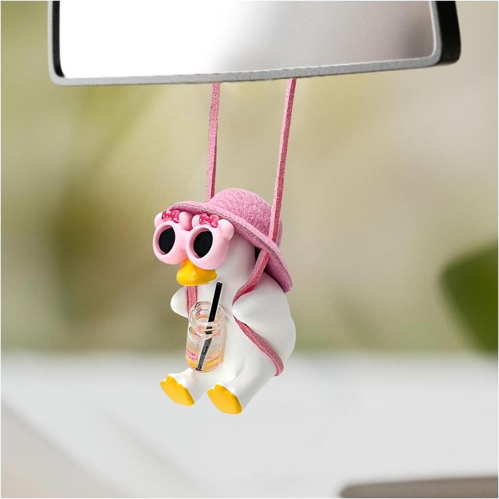 Cool Swinging Duck Car Hanging Ornament, Swing Duck Pendant Rearview Mirror Decoration, Cute Swinging Ducks Interior Mirror Hanging Accessories for