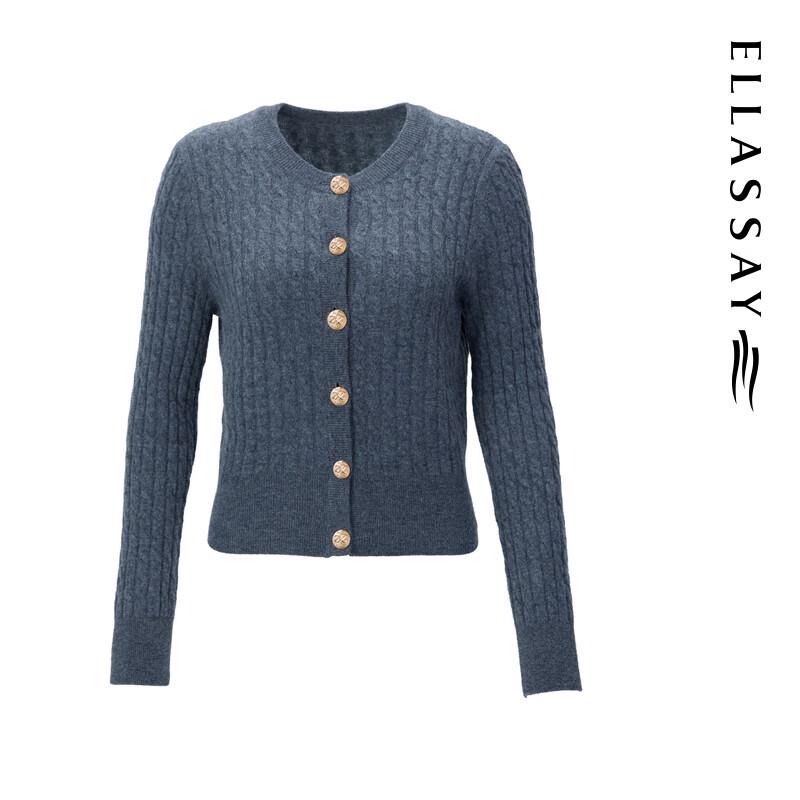 ELLASSAY Women's Round Neck Knit Cardigan