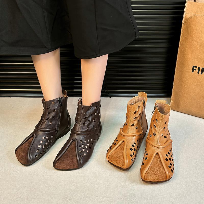 Fashion New Style Fashion Retro Handmade Hollow Out Summer Boots New Popular Genuine Leather Sandals Casual Versatile Women's Shoes