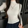 230g Korean Style Half-High Collar Base Layer with Waist-Shaping Brushed Soft Slim Top