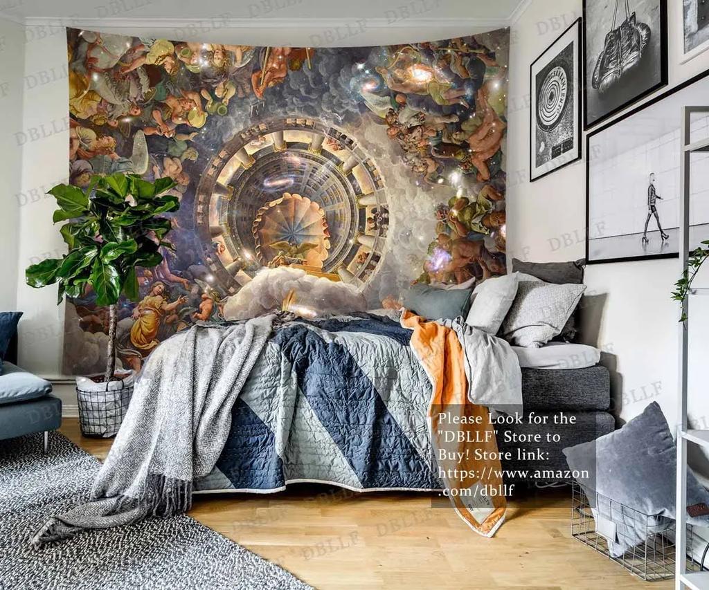 Królewska Tapiseria Malarska Sufitowa Fantazja XVIII Wiek Klasyczny Barokowy Obraz Ścienny, 60"x 40" Sztuka Flanelowa