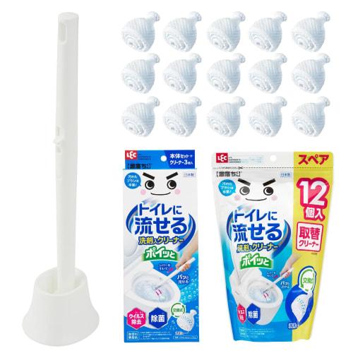 Gekiochikun Flushable Toilet Cleaner with Detergent (Pop-Up + 15 Spare Cleaners) Replaceable, Made in Japan, Virus Removal, Disinfecting, Fragrance-Fr