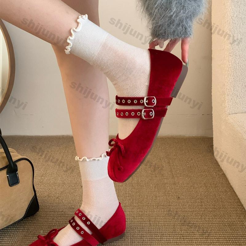 Women's Flat Ballet Shoes New Spring Summer Fashion Vintage Satin Mary Jane Shoes Female Elegant Bow Single Shoes Zapatos Mujer