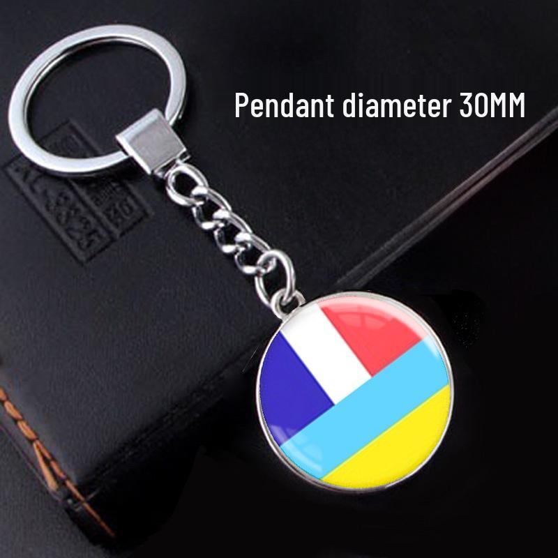 Double-Sided Time Gem Ukraine Keychain Pendant - Creative and Versatile Design