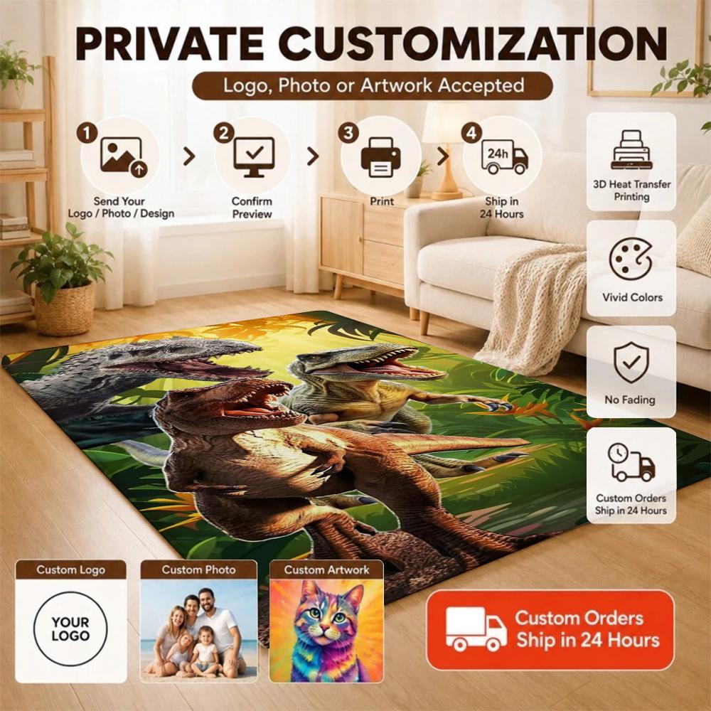Dinosaurs Jungle Patterned Rug Soft Nonslip Carpet For Kids Bedroom Play Area Home Decor Memorial Gift