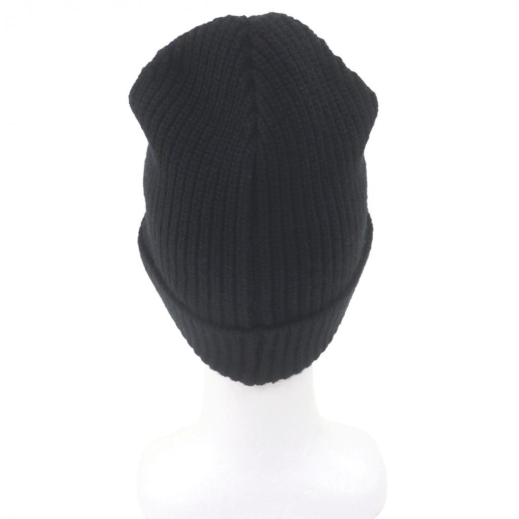 Excellent CELINE Knit cap Logo patch black wool mens 2A25R535Q Used