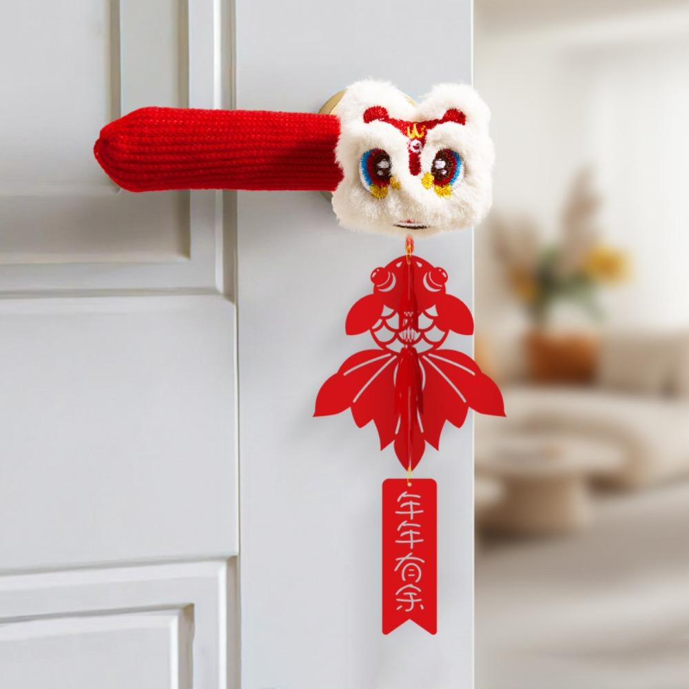 Anti-static Door Handle Protective Cover Dustproof Knitted New Year Door Handle Glove Antifouling Reusable