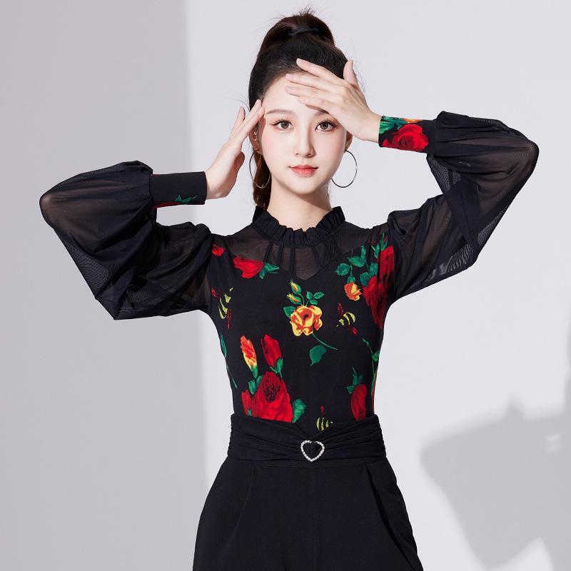 

Women s Long-Sleeve Ballroom Dance Top - Multi-Color, Modern Latin Dancewear XXL