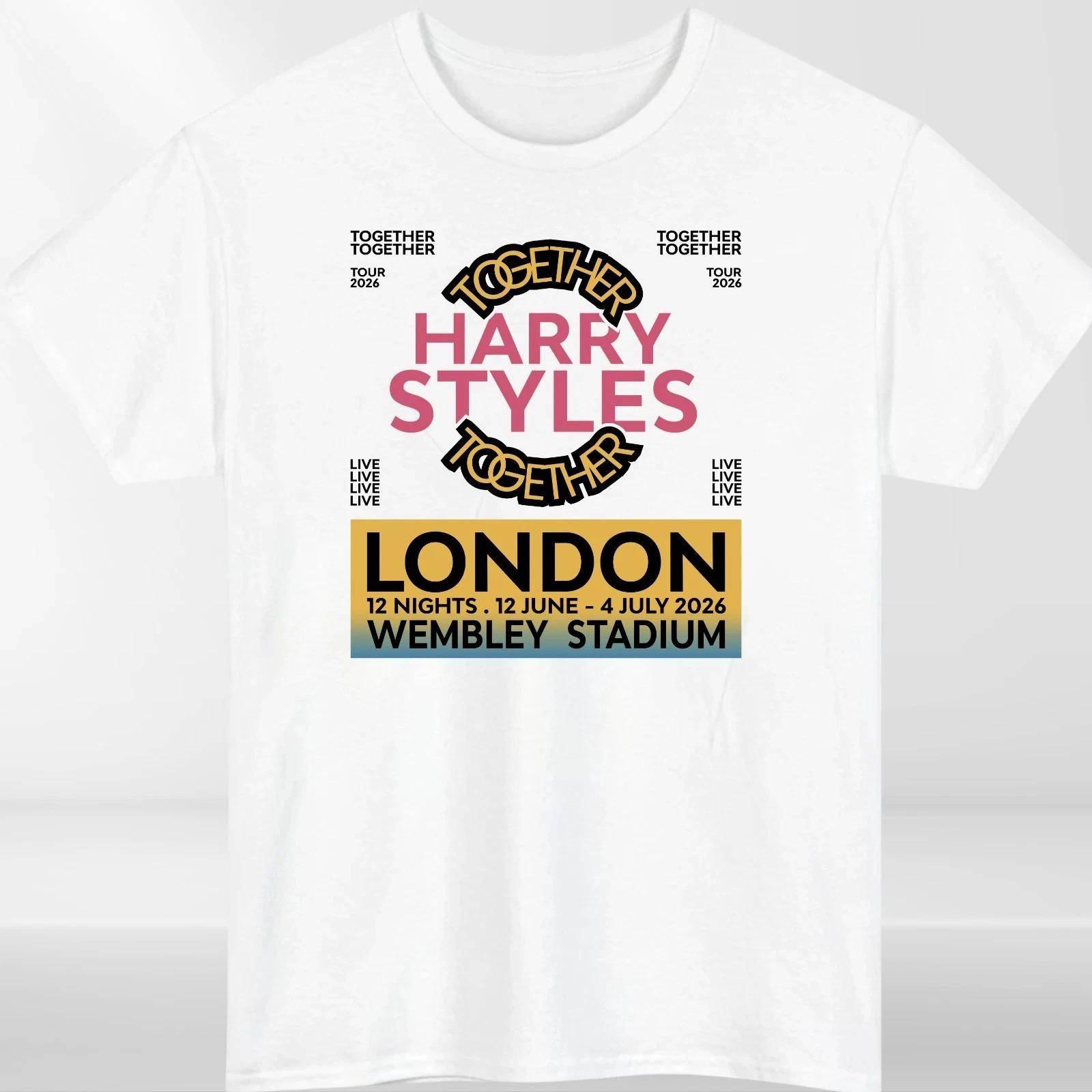 

Футболка Harry Styles Together Tour 2026 Лондон Стадион Уэмбли 12 Ночей для Мужчин Женщин Винтажная Графическая Футболка с Концертом S разноцветный